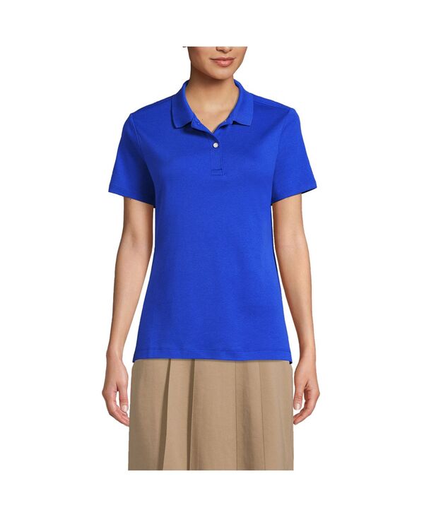 ランズエンド レディース トップス シャツ ミニ Lands' End Women'short Sleeve Feminine Fit Interlock Polo Shirt Cobalt コバルト