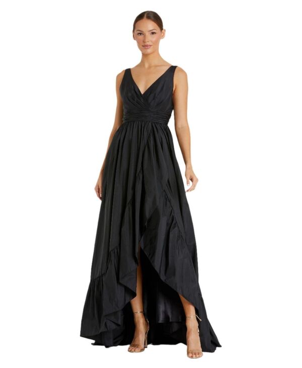 マックダガル レディース トップス ワンピース フリル Mac Duggal Women's Taffeta Hi-Low Ruffle Gown Black ブラック|ReVida 店
