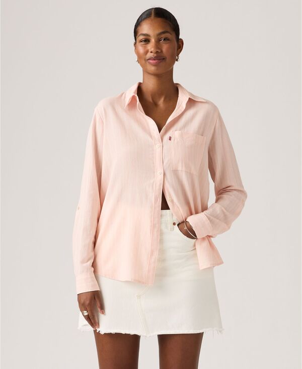 リーバイス レディース トップス シャツ Levi Women Darlene Collared Button-Front Shirt Rivington Stripe Crystal Pink ピンク