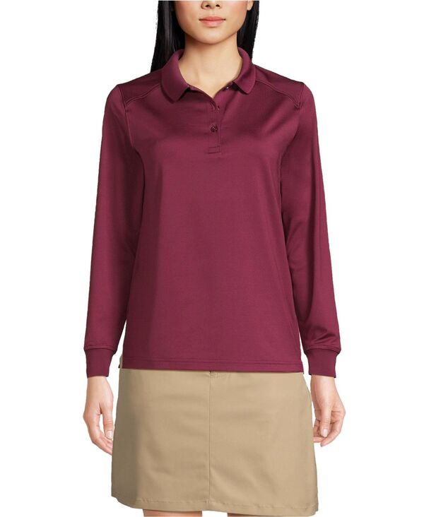 ランズエンド レディース トップス ポロシャツ Lands' End Women's Long Sleeve Rapidry Polo Shirt Burgundy バーガンディ