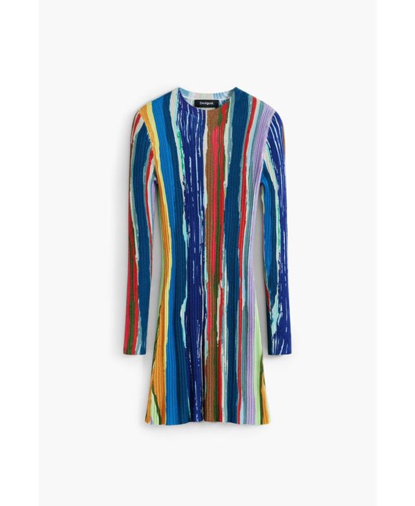 デジグアル レディース トップス ワンピース リブ Desigual Women's Ribbedress with colored stripes Multi マルチカラー|ReVida 店