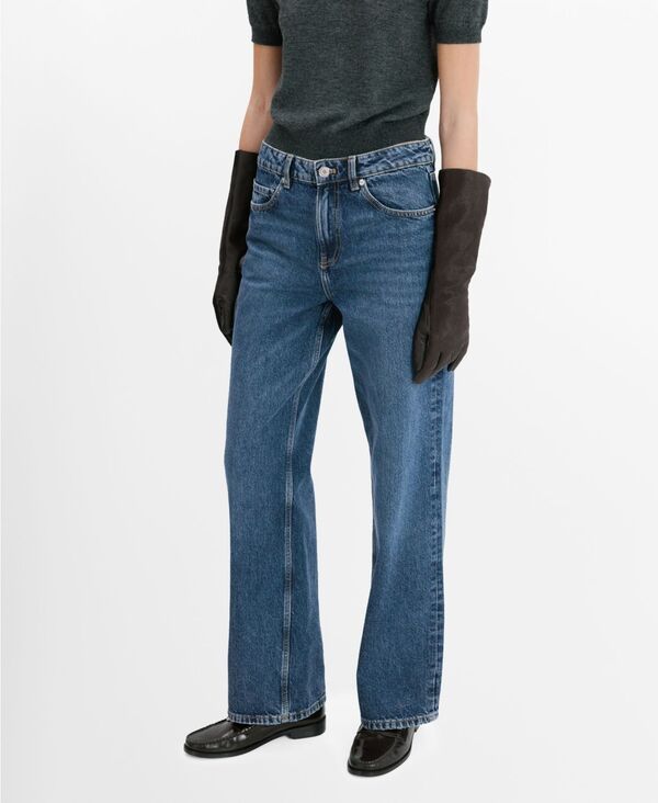 マンゴ レディース ボトムス デニムパンツ ジーンズ MANGO Women'straight Low-Waist Jeans Dark Blue ブルー
