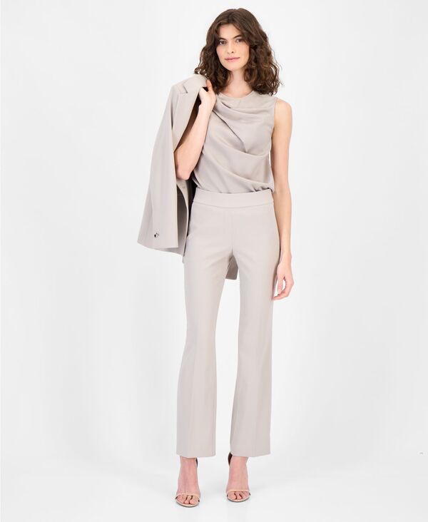 アンクライン レディース ボトムス カジュアルパンツ プチ Anne Klein Women's Mid Rise Straight-Leg Pull-On Pants Regular & Petite Porchini｜ReVida 店