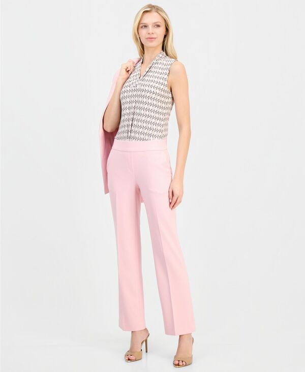 アンクライン レディース ボトムス カジュアルパンツ プチ Anne Klein Women's Mid Rise Straight-Leg Pull-On Pants Regular & Petite Rose Water