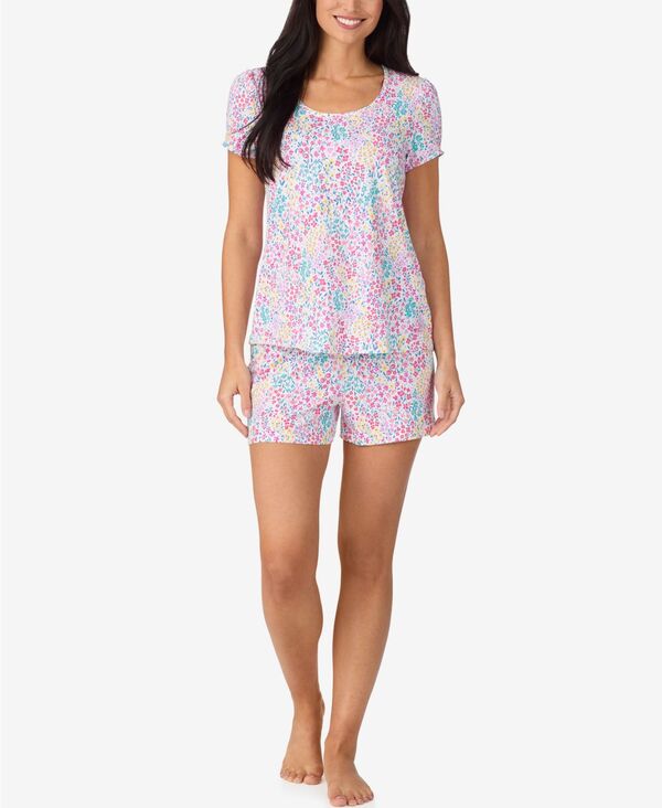 クドルドッズ レディース アンダーウェア ナイトウェア 半袖 Cuddl Duds Women'short-Sleeve Top & Boxers 2-Piece Pajama Set Floral Print