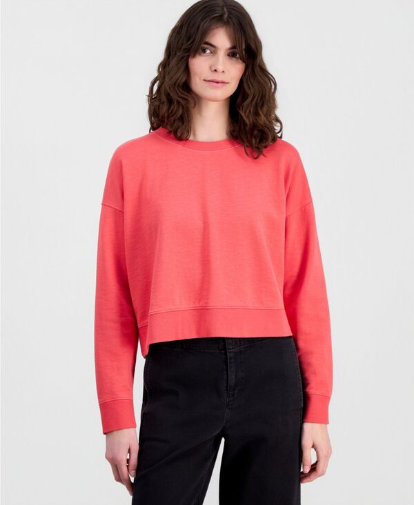エイリーンフィッシャー レディース アウター パーカー・スウェット クルーネック シャツ コットン Eileen Fisher Women's Crewneck Drop-Shoulder Cotton Sweatshirt Watermelon
