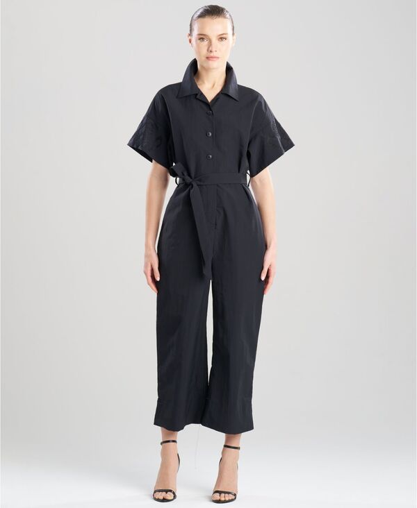 ナトリ レディース トップス ジャンプスーツ 半袖 Natori Women's Collared Short-Sleeve Jumpsuit Black ブラック