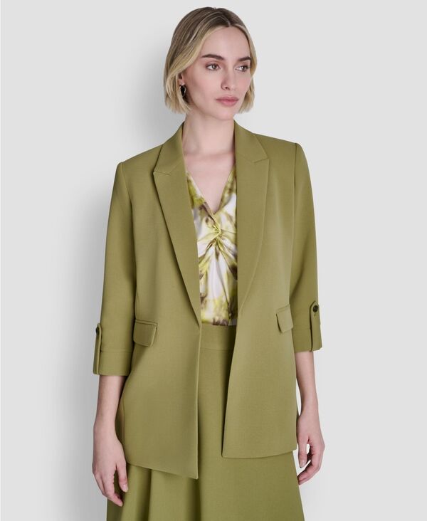 ダナ キャラン ニューヨーク レディース アウター ジャケット・ブルゾン ブレザー DKNY Women's Textured Notch Collar Open-Front Blazer Sage セージ