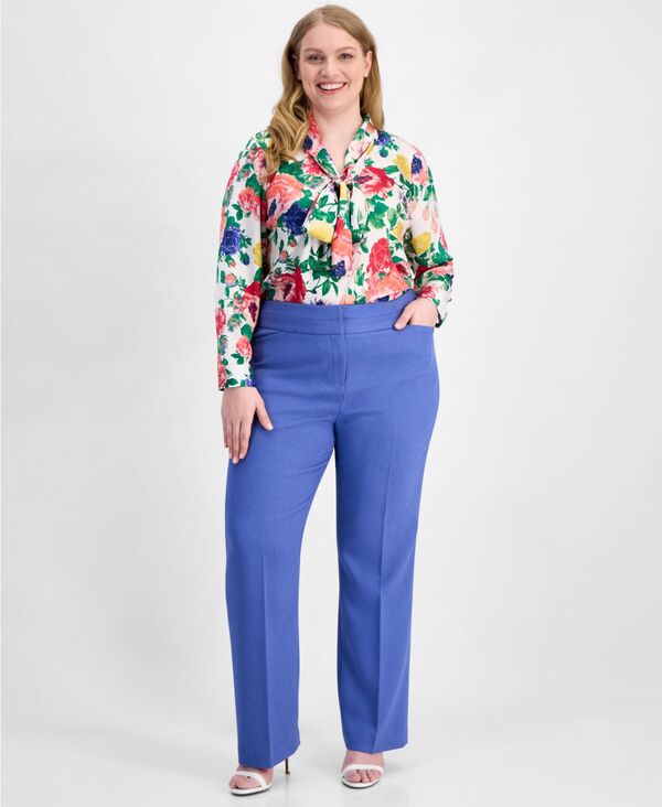 タハリエーエスエル レディース ボトムス カジュアルパンツ プラスサイズ Tahari ASL Plusize Press-Pleat Straight-Leg Pants Deeperi