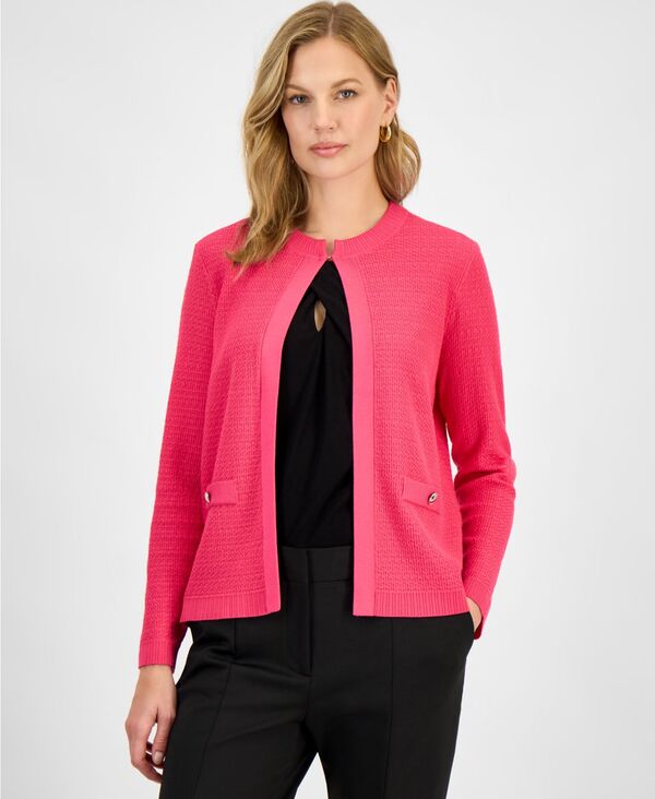 カスパール レディース アウター ニット・セーター カーディガン Kasper Women's Kissing-Front Cardigan Pink Perfection ピンク｜ReVida 店