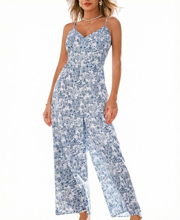 カップシー レディース トップス ジャンプスーツ フラワー柄 フラワー Cupshe Women's Barbados Floral Jumpsuit Medium blue ブルー