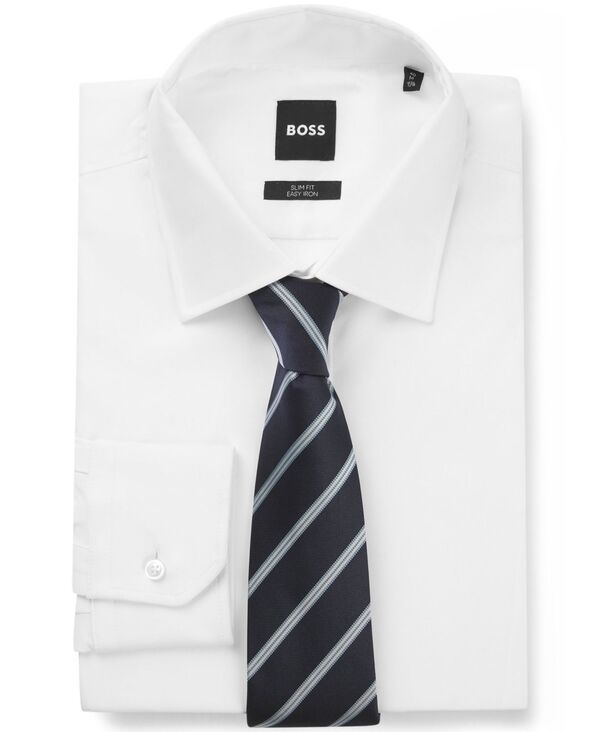 ヒューゴボス メンズ 付属品 タイ 地絹 Hugo Boss Men\u0027s Diagonal Stripe Silk-Blend Tie Purple パープル