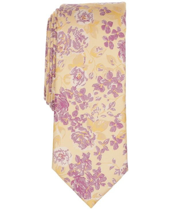 バースリー メンズ アクセサリー ネクタイ フラワー柄 フラワー Bar III Men's Heron Floral Skinny Tie Yellow イエロー|ReVida 店