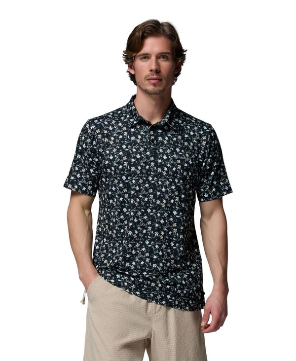 コロンビア メンズ トップス ポロシャツ プリント 半袖 Columbia Men Parsons Printed Short-Sleeve Polo Shirt Black Hibiscus ブラック