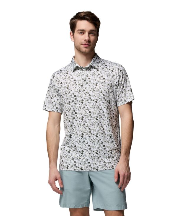 コロンビア メンズ トップス スポーツシャツ 刷り上げる 半袖 Columbia Men\u0027s Parsons Printed Short-Sleeve Polo Shirt Safarri Hibiscus