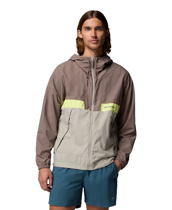 コロンビア メンズ アウター 上衣・上衣 Columbia Men\u0027spire Valley Hooded Windbreaker Iron Flint Gray Neon Light 薄墨色