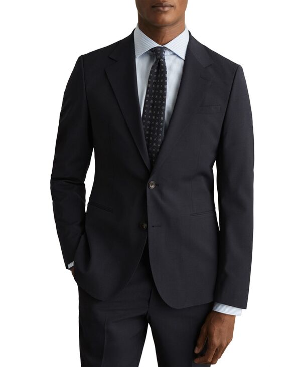 レイス メンズ アウター ジャケット・ブルゾン ウール ブレザー REISS Men Tailored-Fit Wool-Blend Single-Breasted Suit Blazer Navy ネイビー