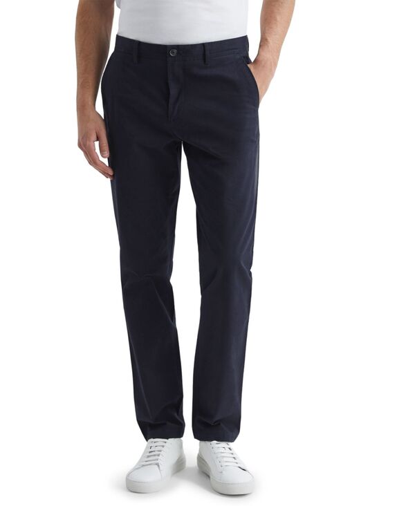 レイス メンズ ボトムス 心地好いズボン下 綿織物 REISS Men\u0027s Washed-Cotton Slim-Fit Chinos Pants Navy 米国海軍