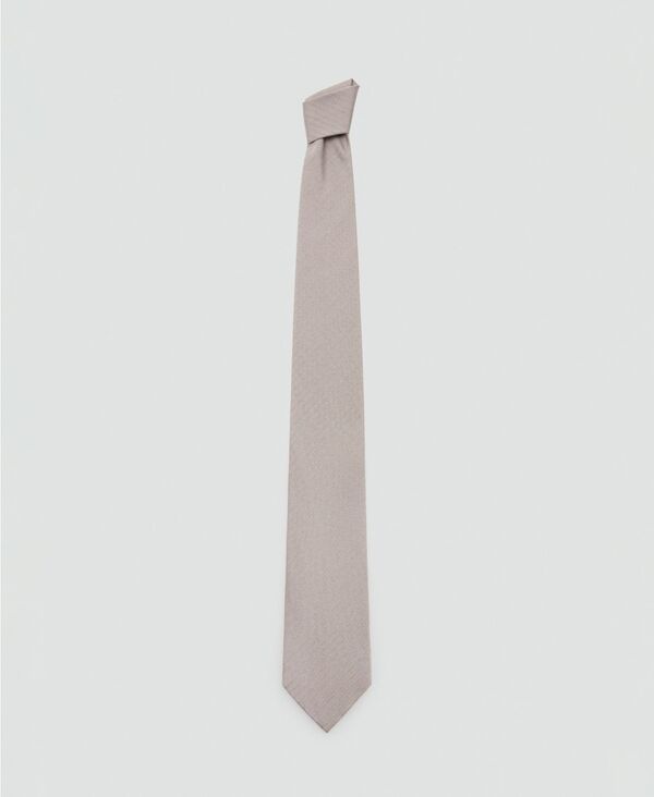 マンゴ メンズ 付属品 タイ 地絹 MANGO Men\u0027s Microstructure Silk Blend Neck Tie Beige ベージュ