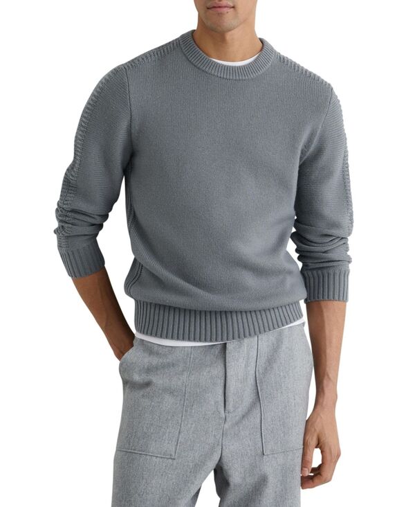 レイス メンズ アウター ニット・セーター ウール REISS Men's Wool-Blend Rib-Detail Crew-Neck Jumper Sweater Soft Sage セージ｜ReVida 店