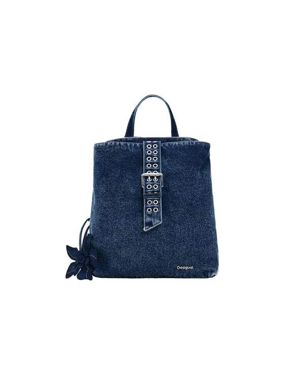 デジグアル レディース バッグ バックパック・リュックサック フラワー柄 デニム フラワー Desigual Women'small Denim Floral Backpack Dark blue ブルー|ReVida 店