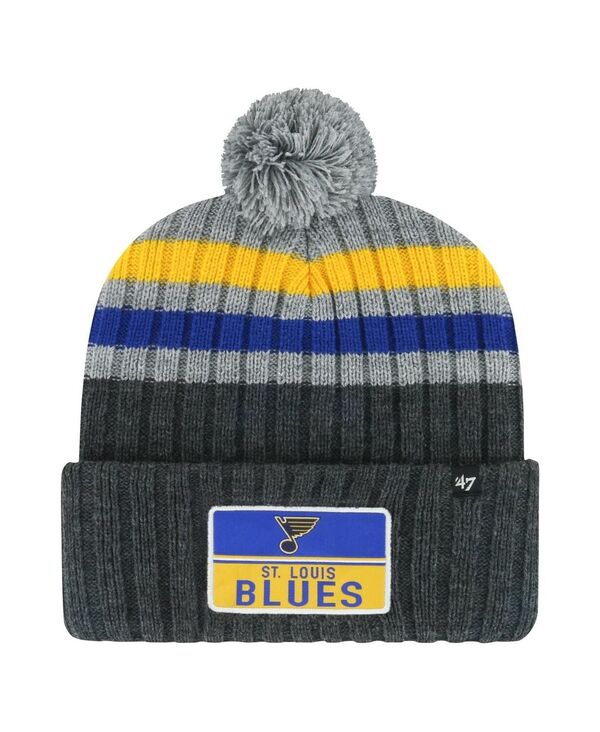 47 ブランド メンズ アクセサリー 帽子 ニット '47 Brand Men's Gray St. Louis Bluestack Patch Cuffed Knit Hat with Pom Gray グレー|ReVida 店
