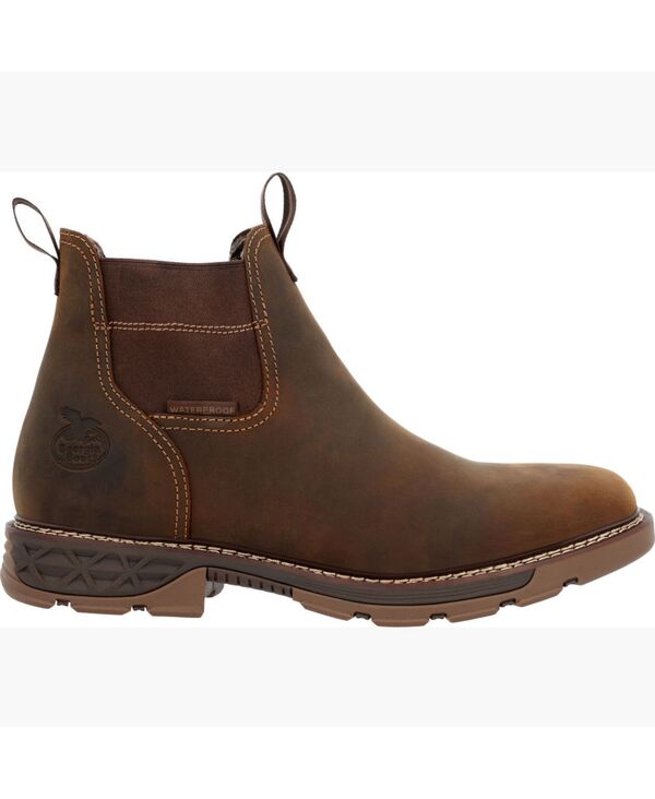 ジョージブーツ メンズ シューズ ブーツ・レインブーツ チェルシー GEORGIA BOOT Men's Carbo-Tec FLX Waterproof Chelsea Work Boot Brown ブラウン｜ReVida 店