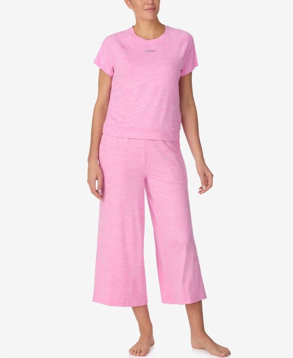 ダナ キャラン ニューヨーク州 レディース アンダーお召しもの ナイト爵お召しもの 半袖 ロゴタイプ DKNY Women\u0027sleepwear Studded Logo Short-Sleeve Pajama Set 2-Piece Set Pink さくら色 パジャマ-レディース-インナー・下着・ナイトウェア