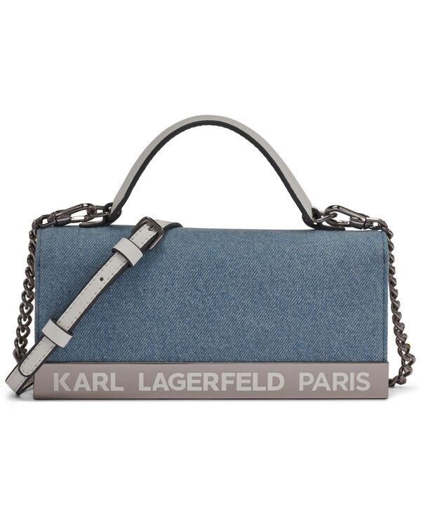 長い巻き毛 ラガーフェルド レディース 付属品 紙入れ KARLAGERFELD PARIS Jacqueline Small Wallet Crossbody Handbag Denim ジーンズ