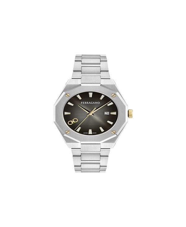 フェラガモ メンズ アクセサリー 腕時計 Tシャツ Ferragamo Men'silver Stainlessteel Bracelet Watch 40mm Silver シルバー｜ReVida 店