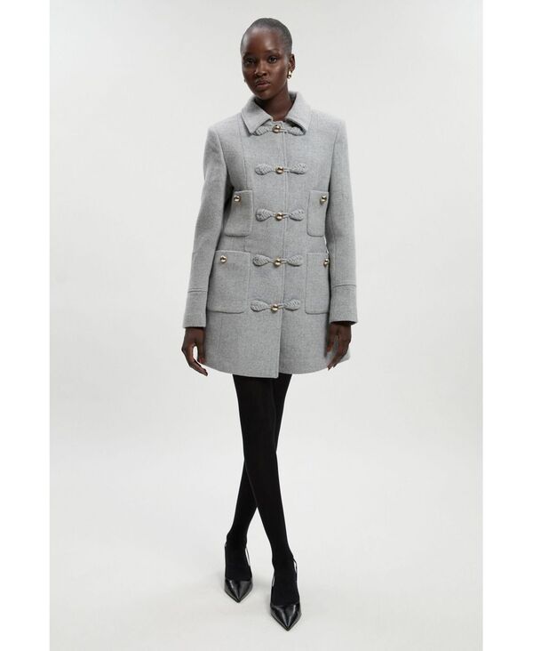 カレンミレン レディース アウター コート ミディ Karen Millen Women\'s Tailored Knot Detail Midi Coat Grey marl グレー｜ReVida 店