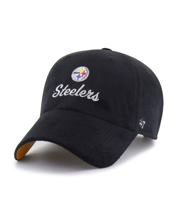 47 ブランド レディース アクセサリー 帽子 Tシャツ '47 Brand Women's Black Pittsburgh Steelerspirited Clean Up Adjustable Hat Black ブラック|ReVida 店