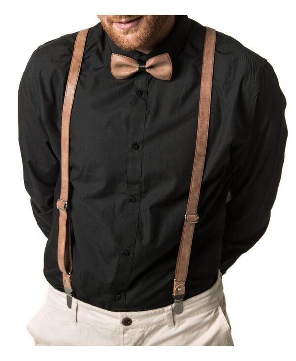 ミオマリオ メンズ 佩び物 タイ スエードクロス Mio Marino Men\u0027suede Y-Back Suspenders Bow Tie Set Chestnut