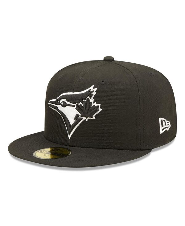 ニューエラ メンズ アクセサリー 帽子 ロゴ New Era Men's Black Toronto Blue Jays Team Logo 59FIFTY Fitted Hat Black ブラック|ReVida 店