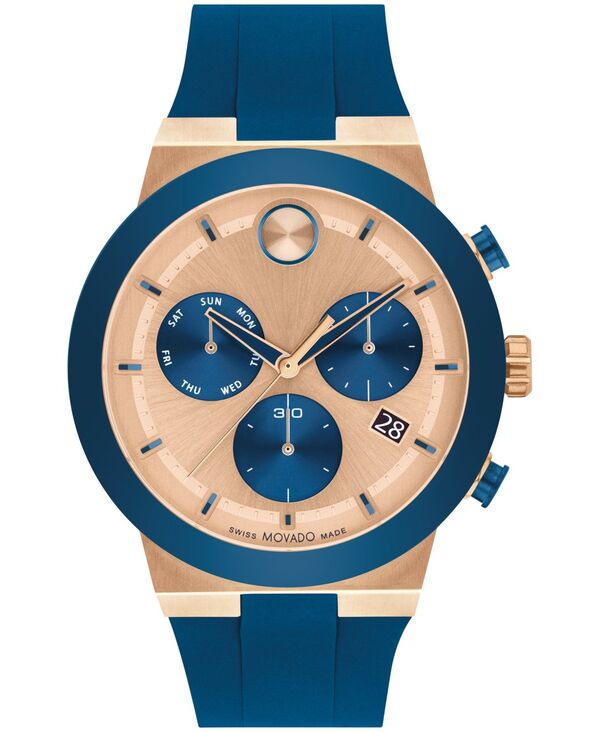 モバド メンズ 佩び物 ウォッチ Movado Men\u0027s Bold Fusion Swiss Quartz Chrono Blue Silicone Watch 44粍 Blue 青色