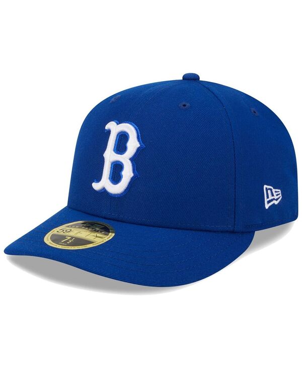 ニューエラ メンズ アクセサリー 帽子 ロゴ New Era Men's Royal Boston Red Sox White LogoLow Profile 59FIFTY Fitted Hat Royal ホワイト|ReVida 店