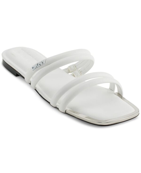 ダナ キャラン ニューヨーク州 レディース シューズ スリッポン・ローファー サンダル DKNY Women\u0027s Dee Strappy Slip-On Flat Sandals Bright White 白いこと 靴-ローファー-レディース靴