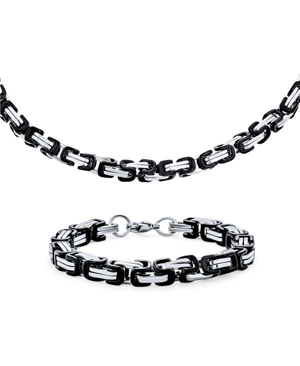 ブリング レディース アクセサリー ネックレス・チョーカー・ペンダントトップ レース Bling Jewelry Mechanic Byzantine Punk Rocker Jewelry Set Urban Biker Necklace and Bracelet Black ブラック｜ReVida 店