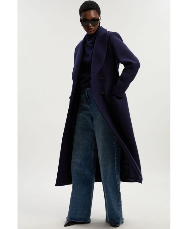カレンミレン レディース アウター コート ミディ Karen Millen Women\'s Double Breasted Tailored Midi Coat Navy ネイビー｜ReVida 店