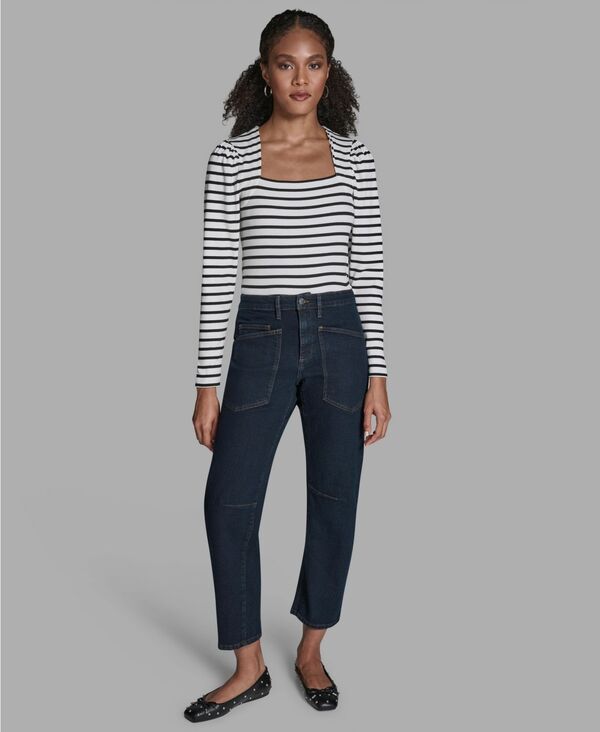 ビーシビージー レディース ボトムス デニムパンツ ジーンズ BCBG Women'seamed Barrel Mid-Rise Jeans Midnight Rinse｜ReVida 店