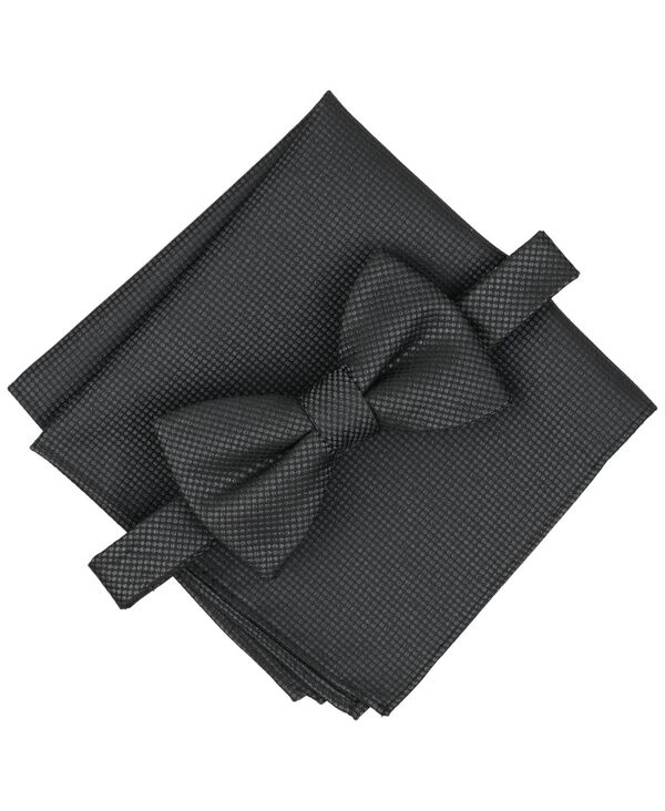 アルファニ メンズ アクセサリー ネクタイ Alfani Men's Wolfe Solid Bow Tie and Pocket Square 2-Piece Set Onyx|ReVida 店