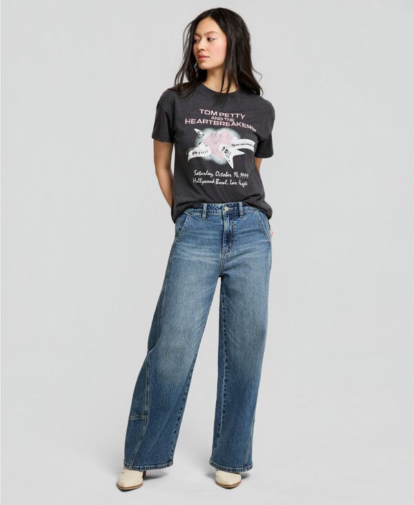 アンドノウディス レディース ボトムス デニムパンツ ジーンズ And Now This Women'seamed Wide-Leg Jeans Medium Wash｜ReVida 店