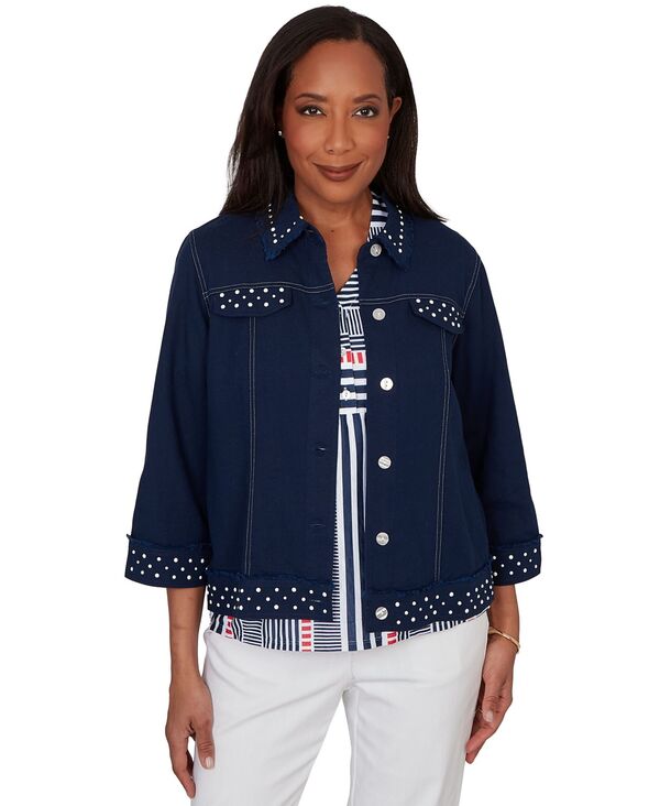 アルフレッド ダナー レディース アウター ジャケット・ブルゾン プチ デニム Alfredunner Petite Button-Front Denim Jacket Navy ネイビー