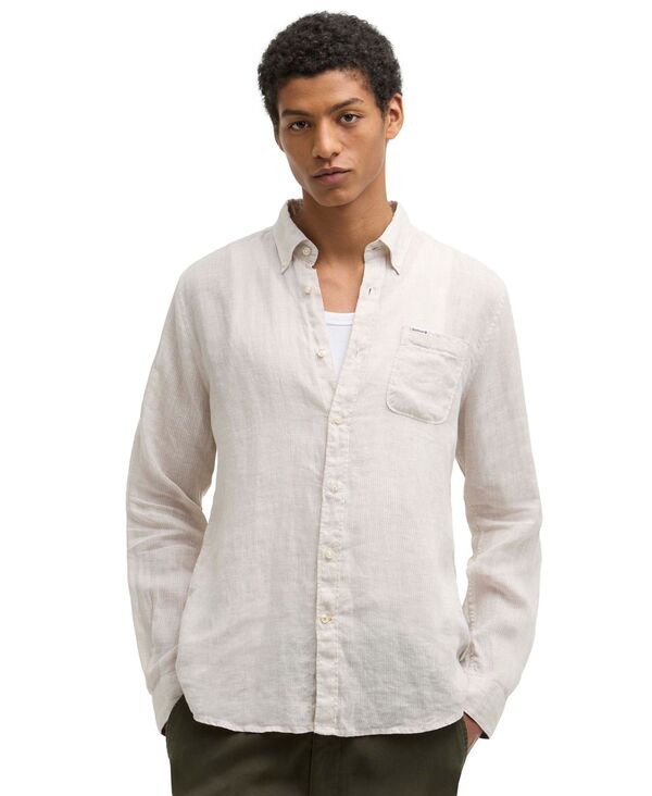 バブアー メンズ トップス プルオーバー リネン Barbour Men\u0027s Linton Linen Tailored Shirt Beige ベージュ
