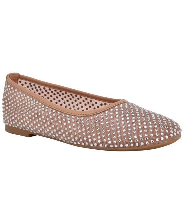 ナインウェスト レディース シューズ スリッポン・ローファー Nine West Women's Burnne Slip-On Ballet Flats Nude Rhinestone Mesh｜ReVida 店