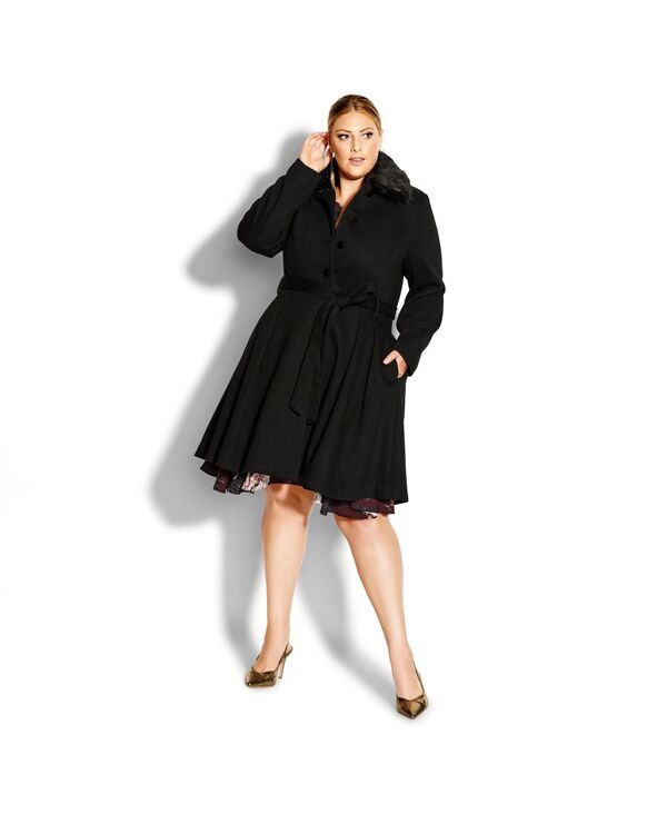 シティーシック レディース アウター コート プラスサイズ CITY CHIC Women Plusize Blushing Belle Coat Black ブラック