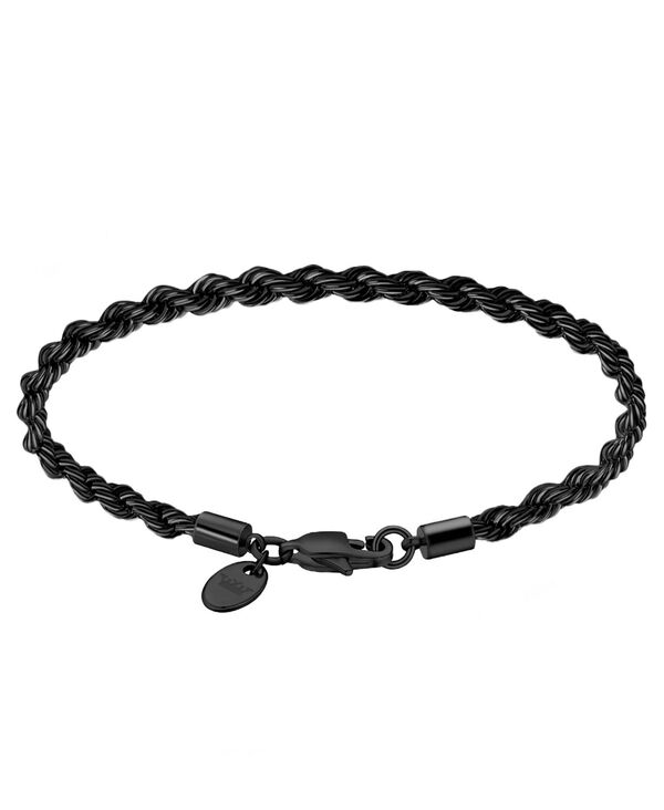 ローナ サットン メンズ アクセサリー ブレスレット・バングル・アンクレット Tシャツ Rhona Sutton Mentainlessteel Black Plated Twisted Rope Chain Bracelet Black ブラック