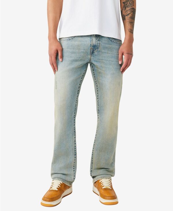 トゥルーレリジョン メンズ ボトムス デニムパンツ ジーンズ True Religion Men's Ricky Single Needle Straight Jeans Pollen Bleach Light Wash｜ReVida 店