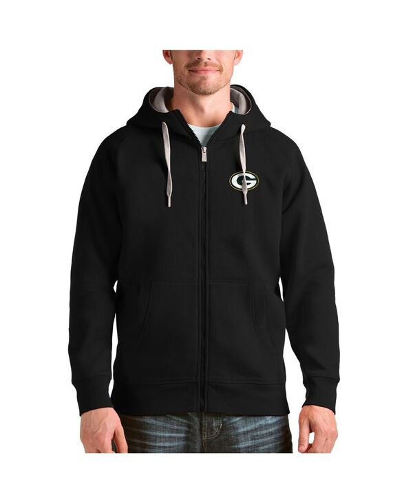 アンティグア メンズ アウター パーカー・スウェット Antigua Men\u0027s Black Green Bay Packers Victory Full-Zip Hoodie Black 黒いこと