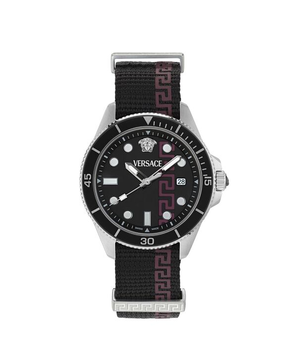 ヴェルサーチ メンズ 佩び物 ウォッチ プルオーバー Versace Men\u0027s Greca Force Black Matte Silver Stainlessteel Watch 42粍 Silve 黒いこと